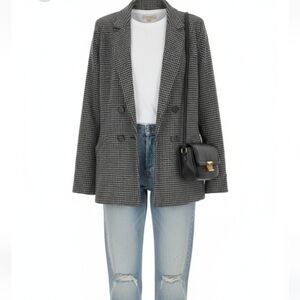 Madewell Black and gray Houndstooth Jacket double breasted  jacket size M